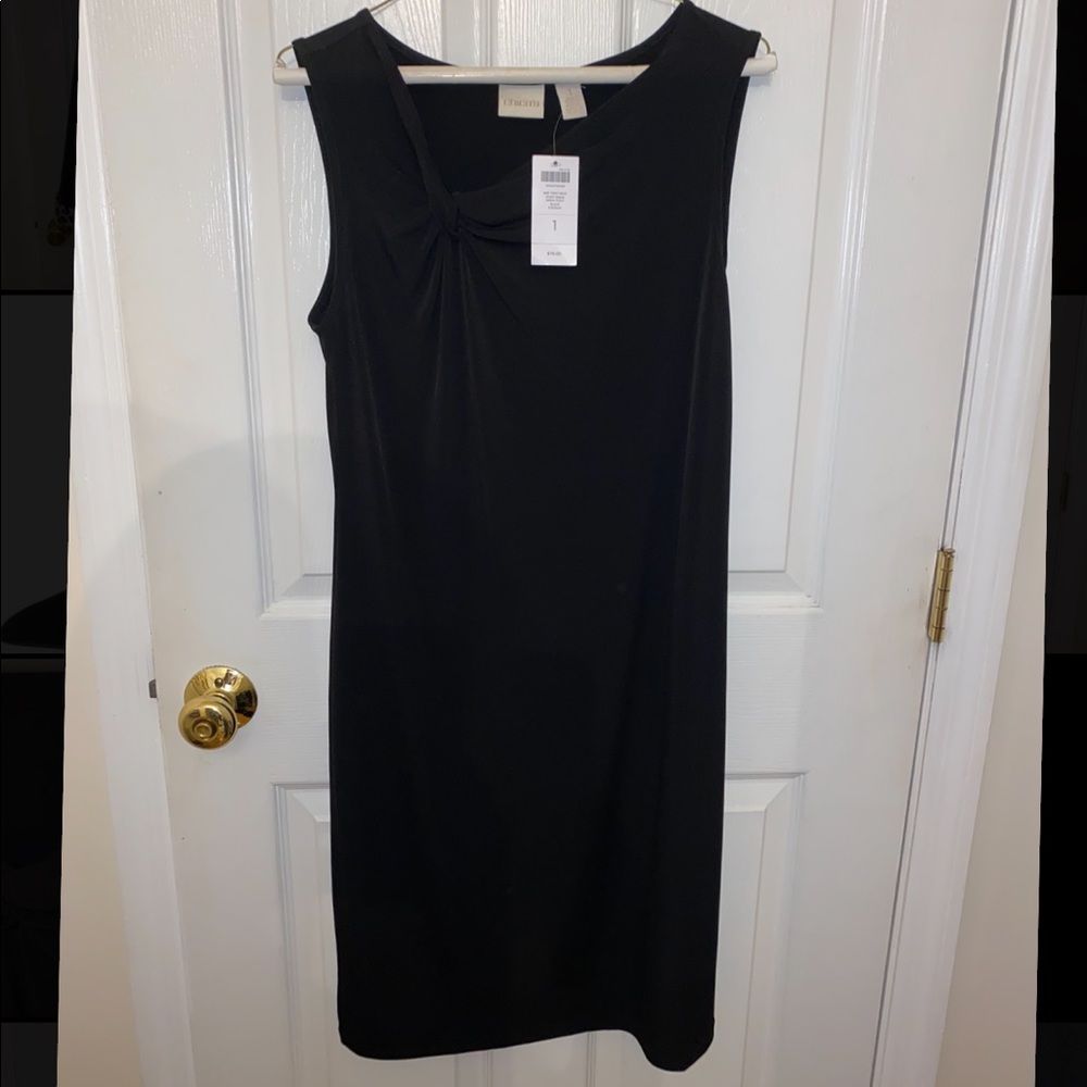 Chico’s black dress with side twist neck